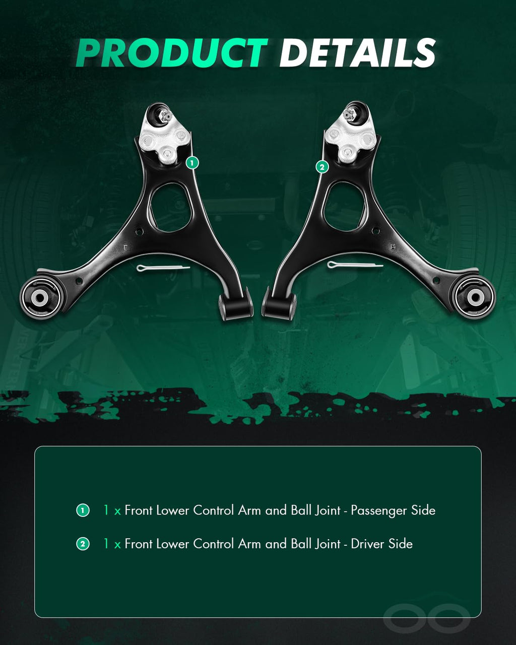 2pcs Front Suspension Kit Lower Control Arm and Ball Joint Assembly M1468