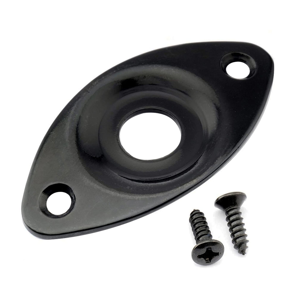 Black Curved Recessed Oval Guitar Jack Plate P622