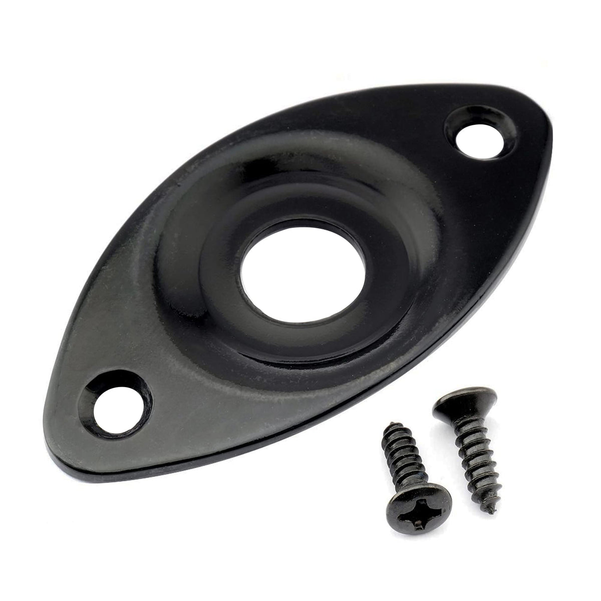 Black Curved Recessed Oval Guitar Jack Plate P622
