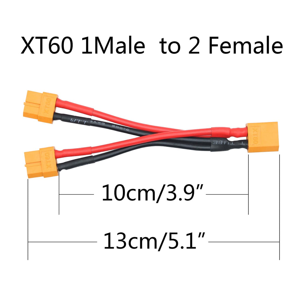 XT60 Parallel Battery Connector Cable 3.9" Y Splitter Adapter Plug F149343