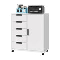 White 5 Drawer Storage Cabinet with Shelves and Door A5859