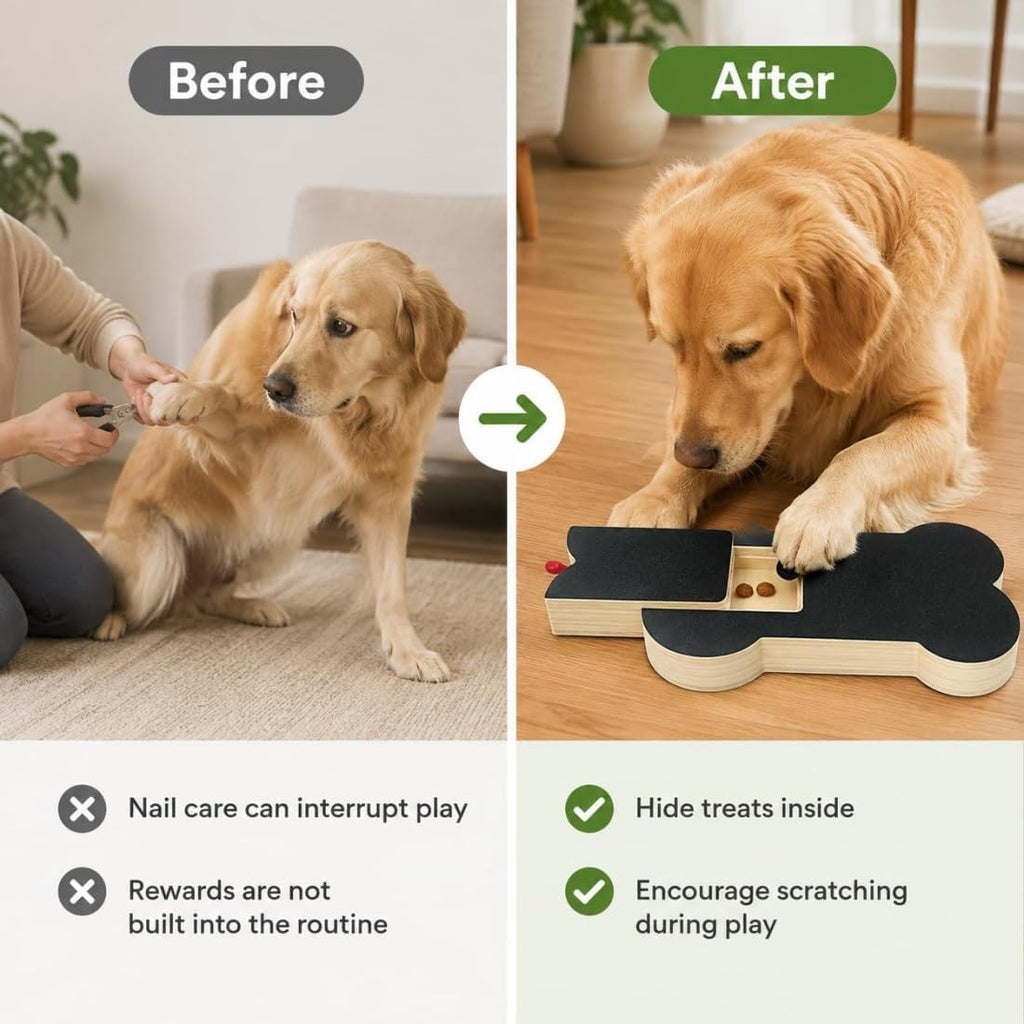 Wooden Dog Nail Scratch Board with Treat Dispenser G23863