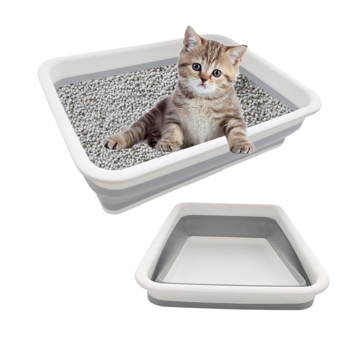 Collapsible Low Entry Small Cat Litter Box A379