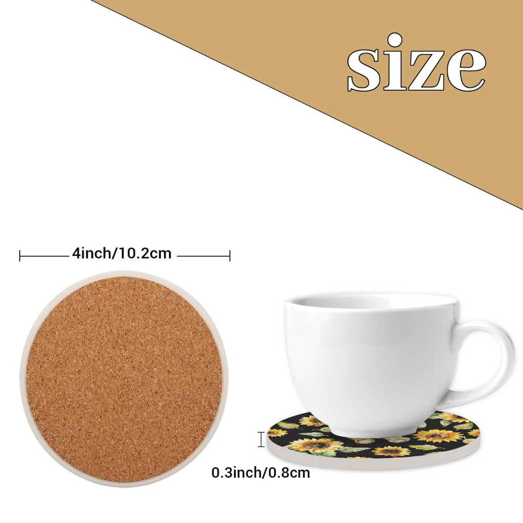 Round Absorbent Ceramic Coasters Set of 4 F5711
