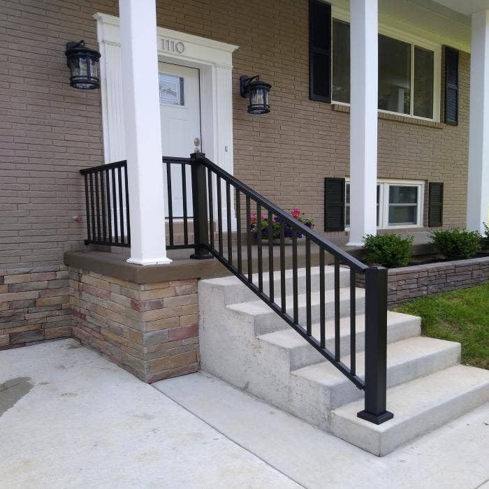 Aluminum Railing Kit for Deck Stairs Textured Black 36 x 72 Inch Y5423