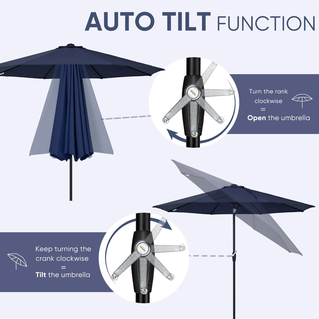 Patio Market Outdoor Table Umbrella with Auto Tilt and Crank P806600