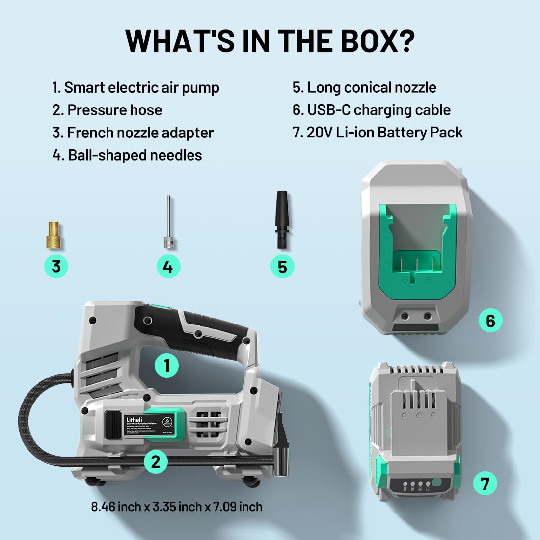 20V Cordless Tire Inflator Air Compressor with Digital Pressure Gauge A998