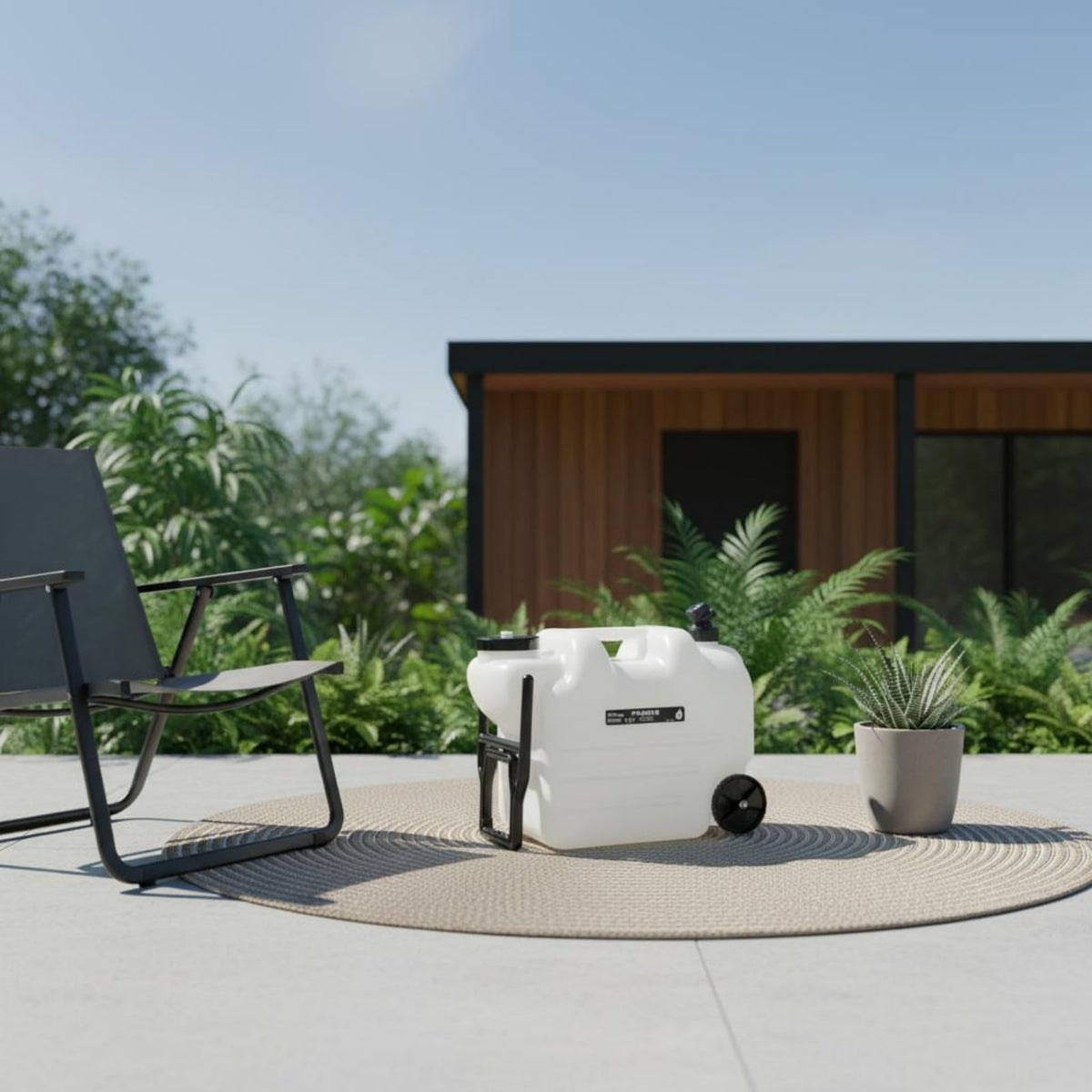 Black Portable Water Tank with Faucet and Wheels T7414