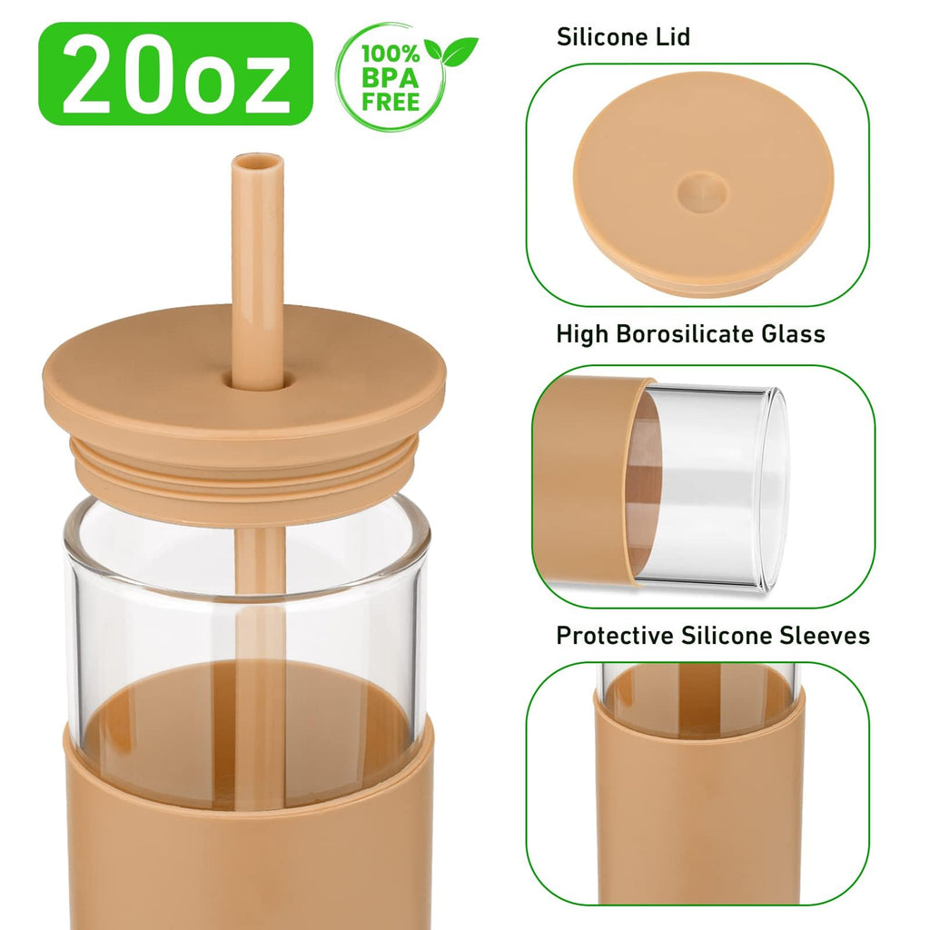 20 oz Glass Tumbler with Lids and Straws Z377