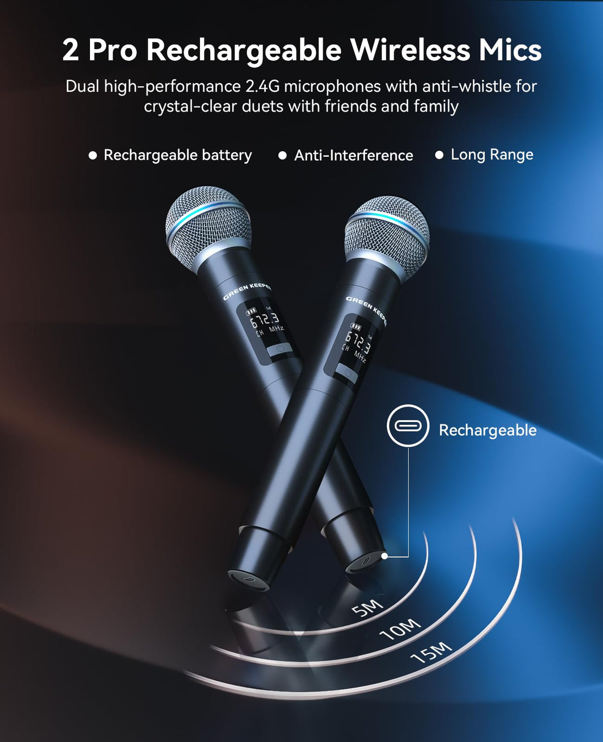 500W Karaoke Machine with 2 Wireless Microphones and Dual 6.5'' Subwoofers E6344