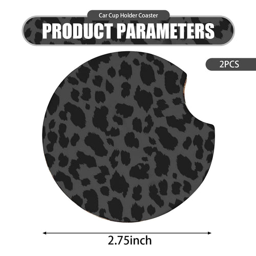 2 PCS Non-Slip Rubber Cheetah Print Car Cup Coasters P333