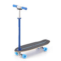 2-in-1 Kids Skateboard & Scooter with LED Light-Up Wheels, Adjustable Height, Blue T4634