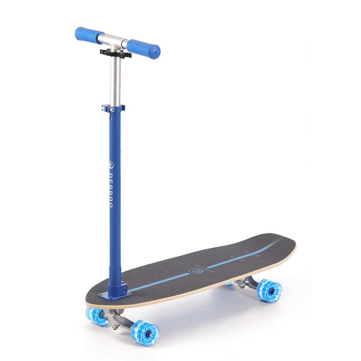 2-in-1 Kids Skateboard & Scooter with LED Light-Up Wheels, Adjustable Height, Blue T4634