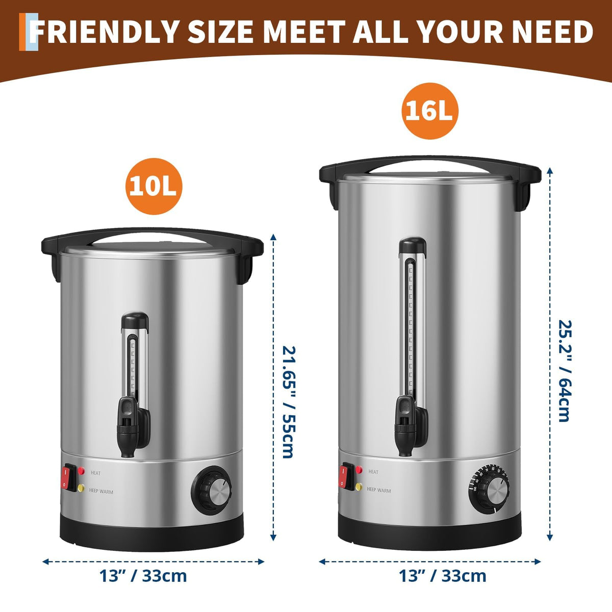 10L Double Wall Stainless Steel Coffee Urn U28841