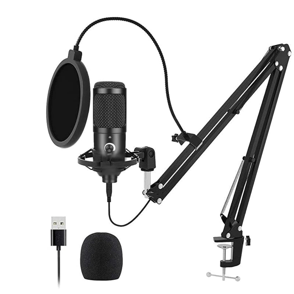 USB Condenser Microphone Kit with Scissor Arm, Shock Mount and Pop Filter V427242