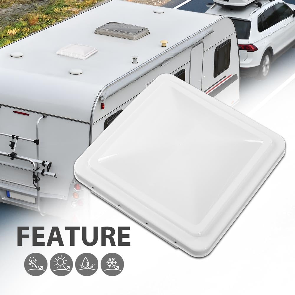 White 14" x 14" RV Roof Vent Cover 2 Pcs Q56982