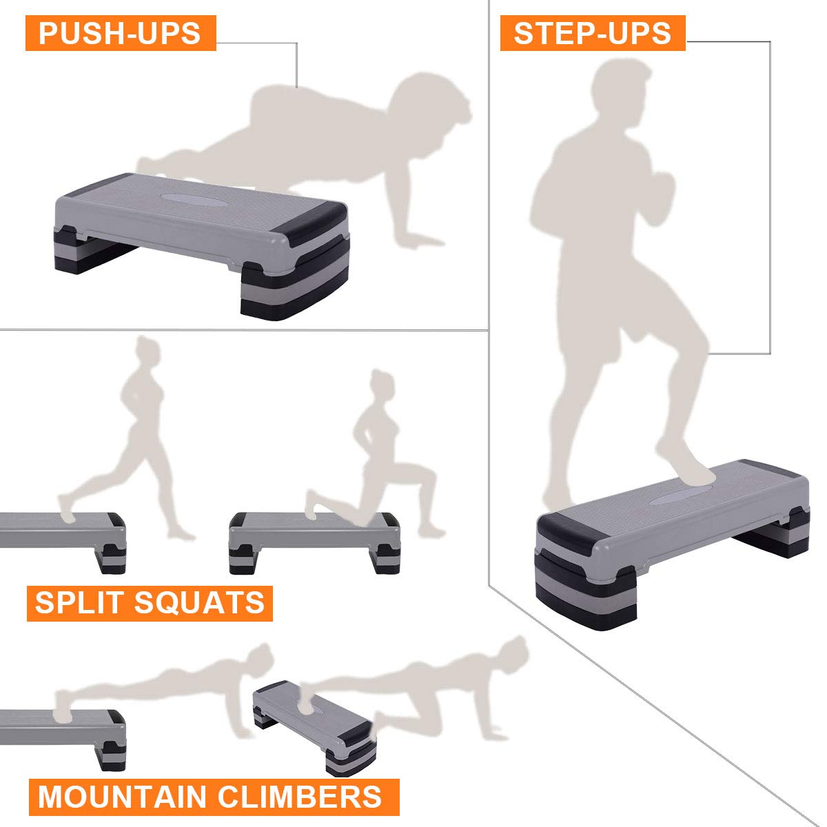 35" Height-Adjustable Non-Slip Aerobic Step Platform B369