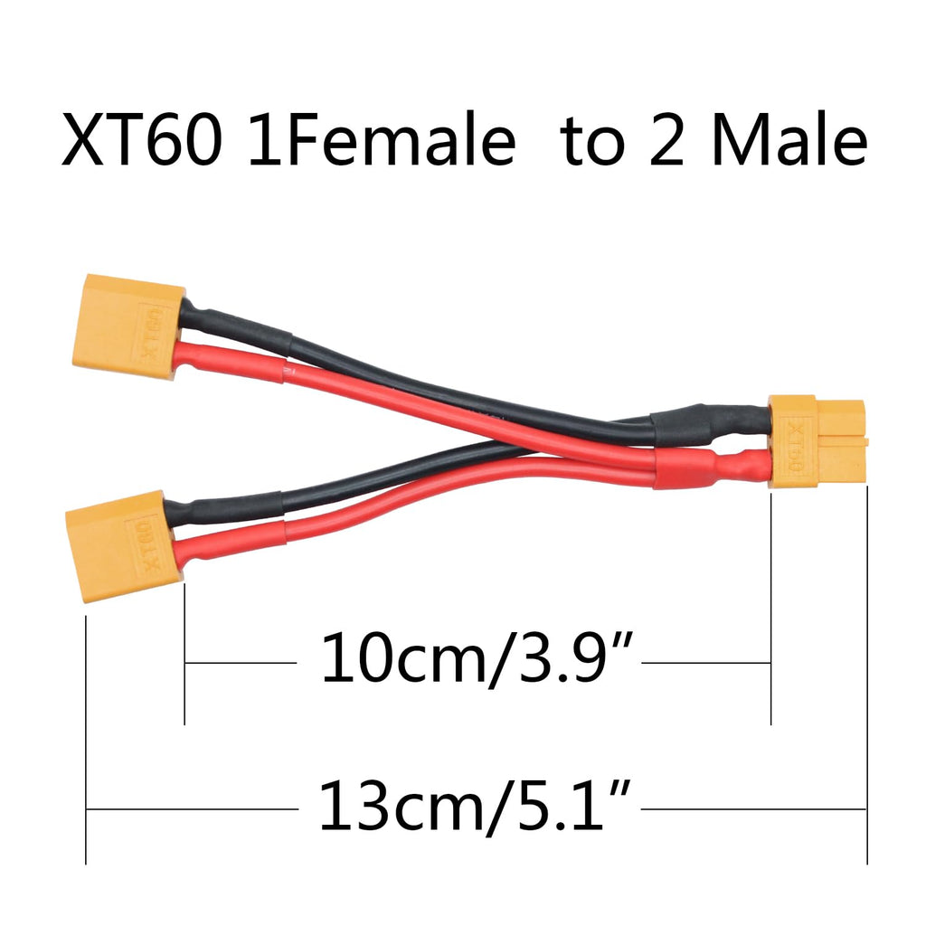 XT60 Parallel Battery Connector Cable 3.9" Y Splitter Adapter Plug F149343