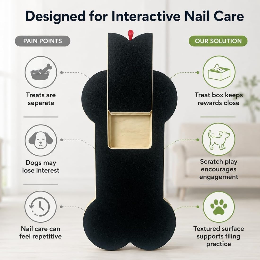 Wooden Dog Nail Scratch Board with Treat Dispenser G23863