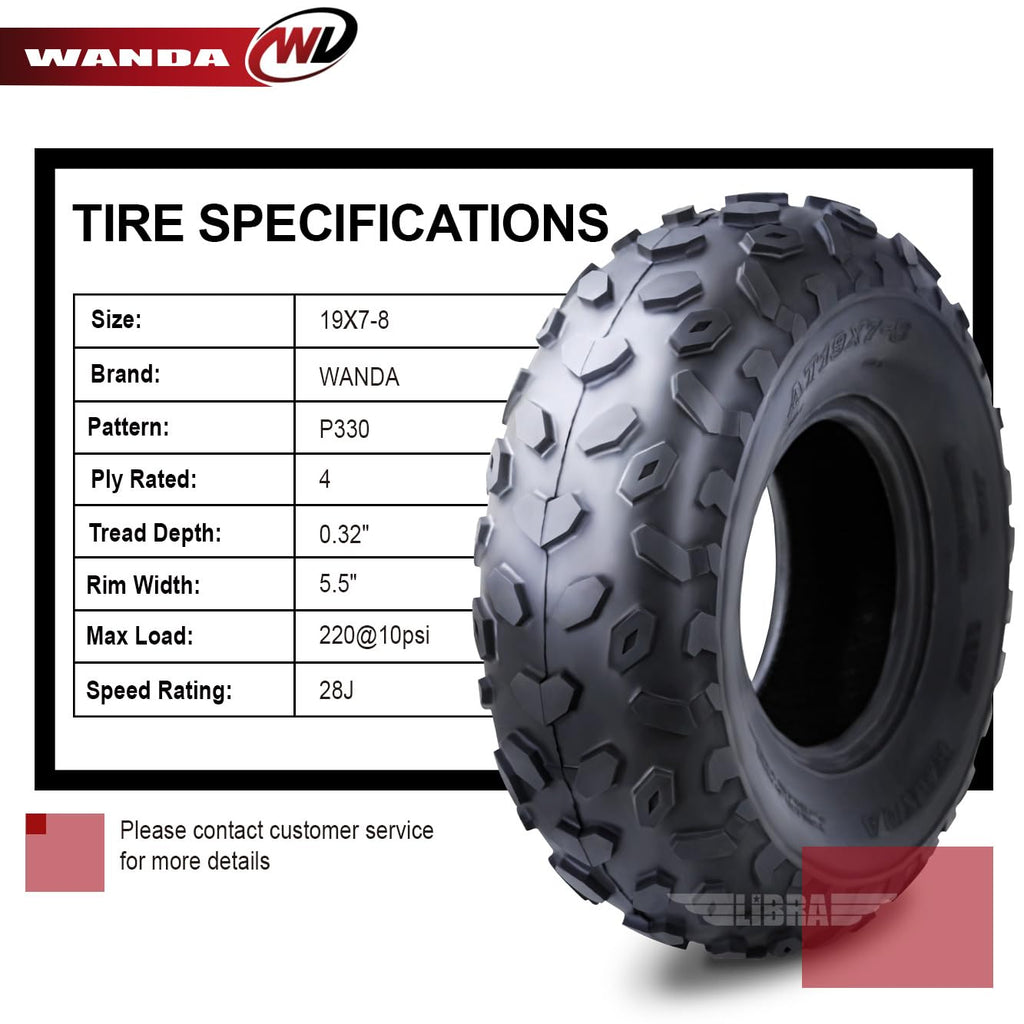 2 New Sport ATV Tires 19x7-8 4PR L6445