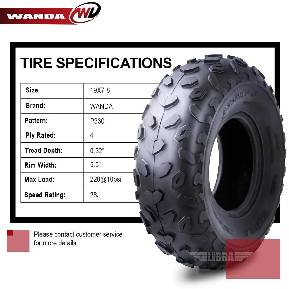 2 New Sport ATV Tires 19x7-8 4PR L6445
