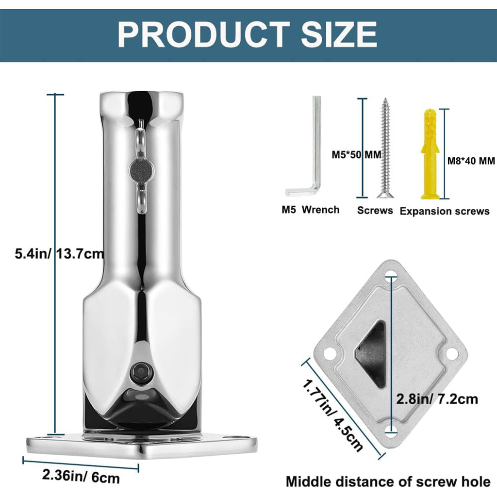 Flag Pole Holder 304 Stainless Steel 180 Degree V4976