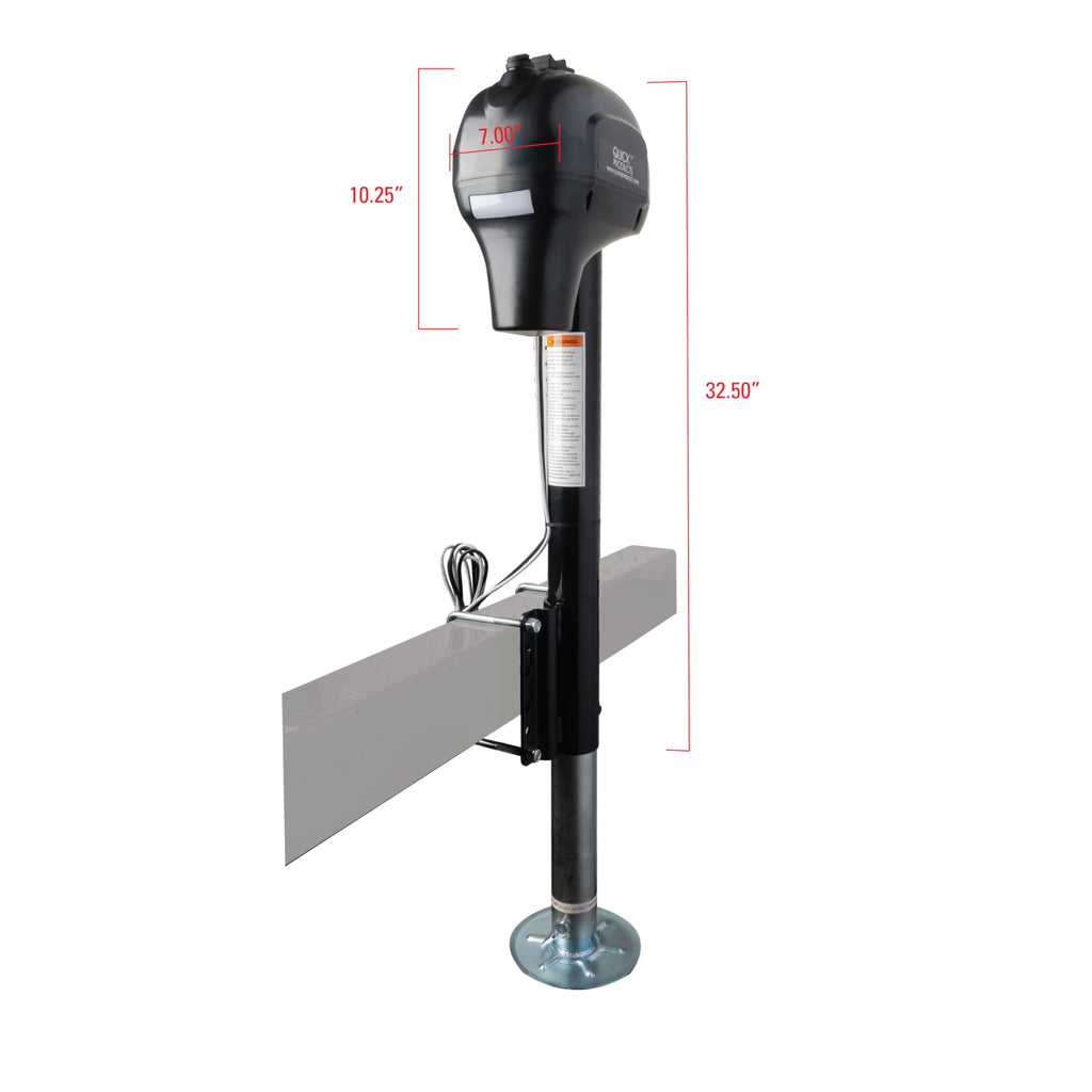 Electric A-Frame Tongue Jack with Side-Mount LED Work Light, 3,650 lbs. Capacity, Black H61024