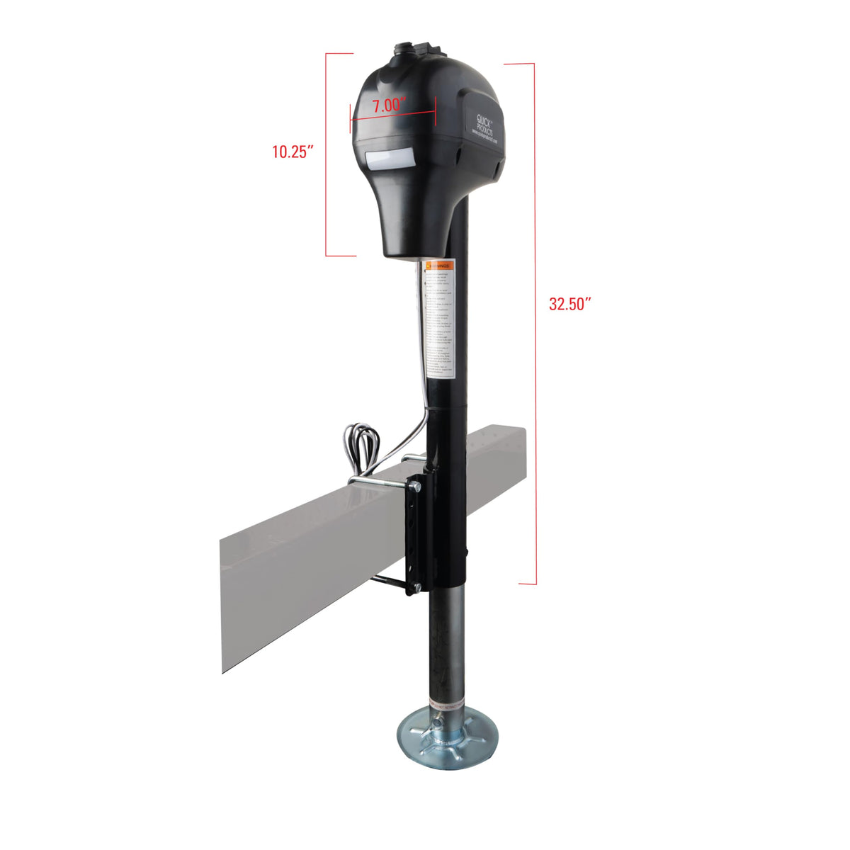 Electric A-Frame Tongue Jack with Side-Mount LED Work Light, 3,650 lbs. Capacity, Black H61024