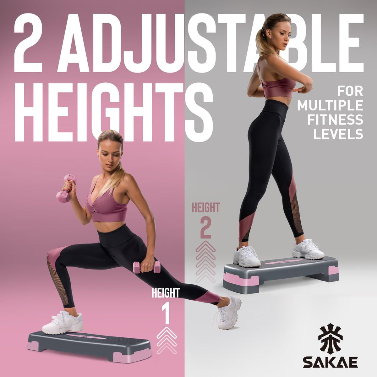 Adjustable Non-Slip Step Aerobics Platform Set Z739614