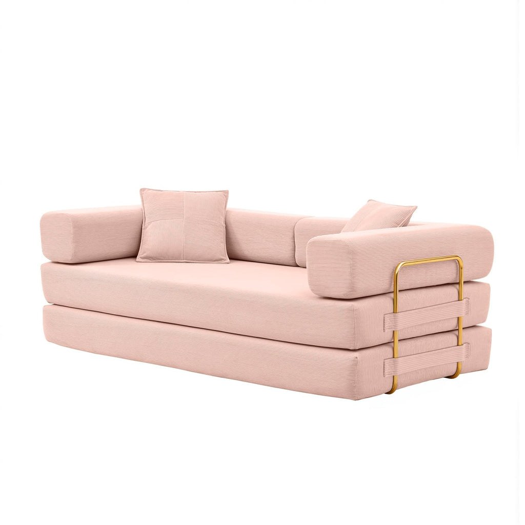 Pink Corduroy Convertible Sofa Bed E284710