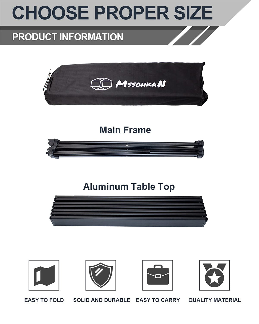Camping Table Folding Portable Aluminum Lightweight Carry Bag B340