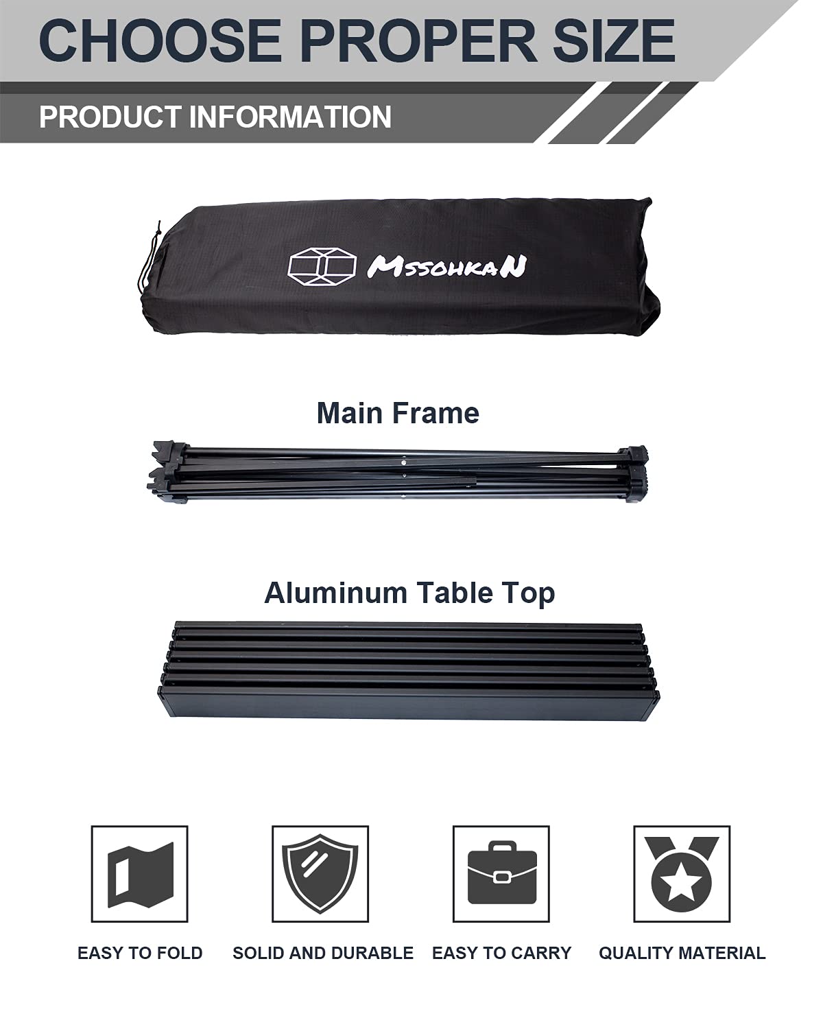 Camping Table Folding Portable Aluminum Lightweight Carry Bag B340