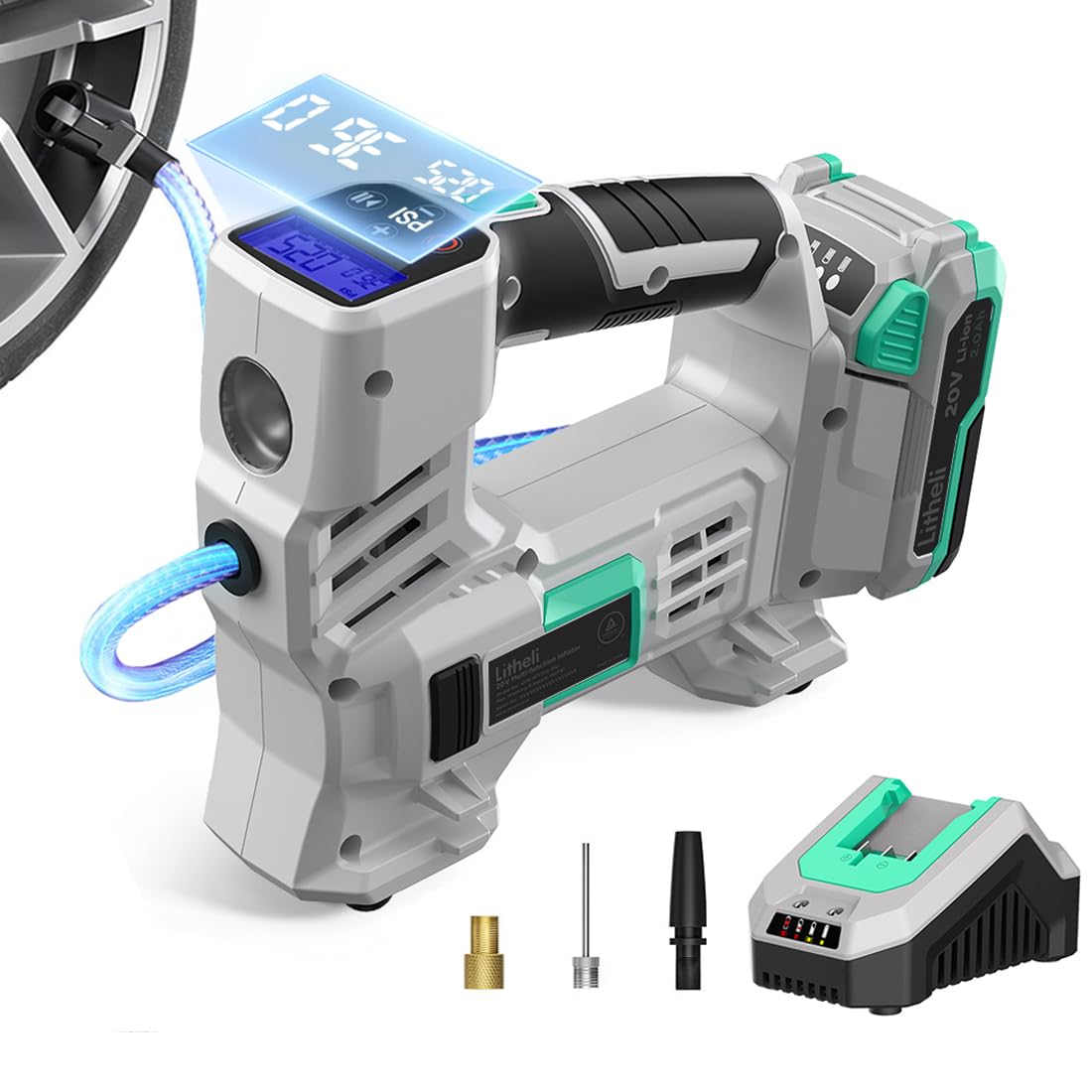 20V Cordless Tire Inflator Air Compressor with Digital Pressure Gauge A998