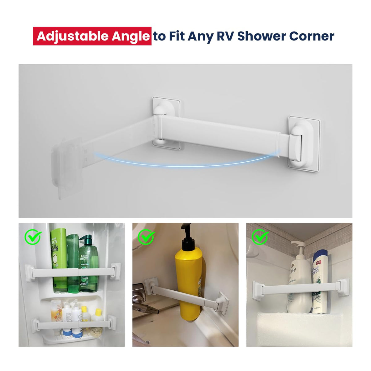 Adjustable RV Shower Corner Storage Bar and 14''x14'' RV Vent Cover 2pack P567