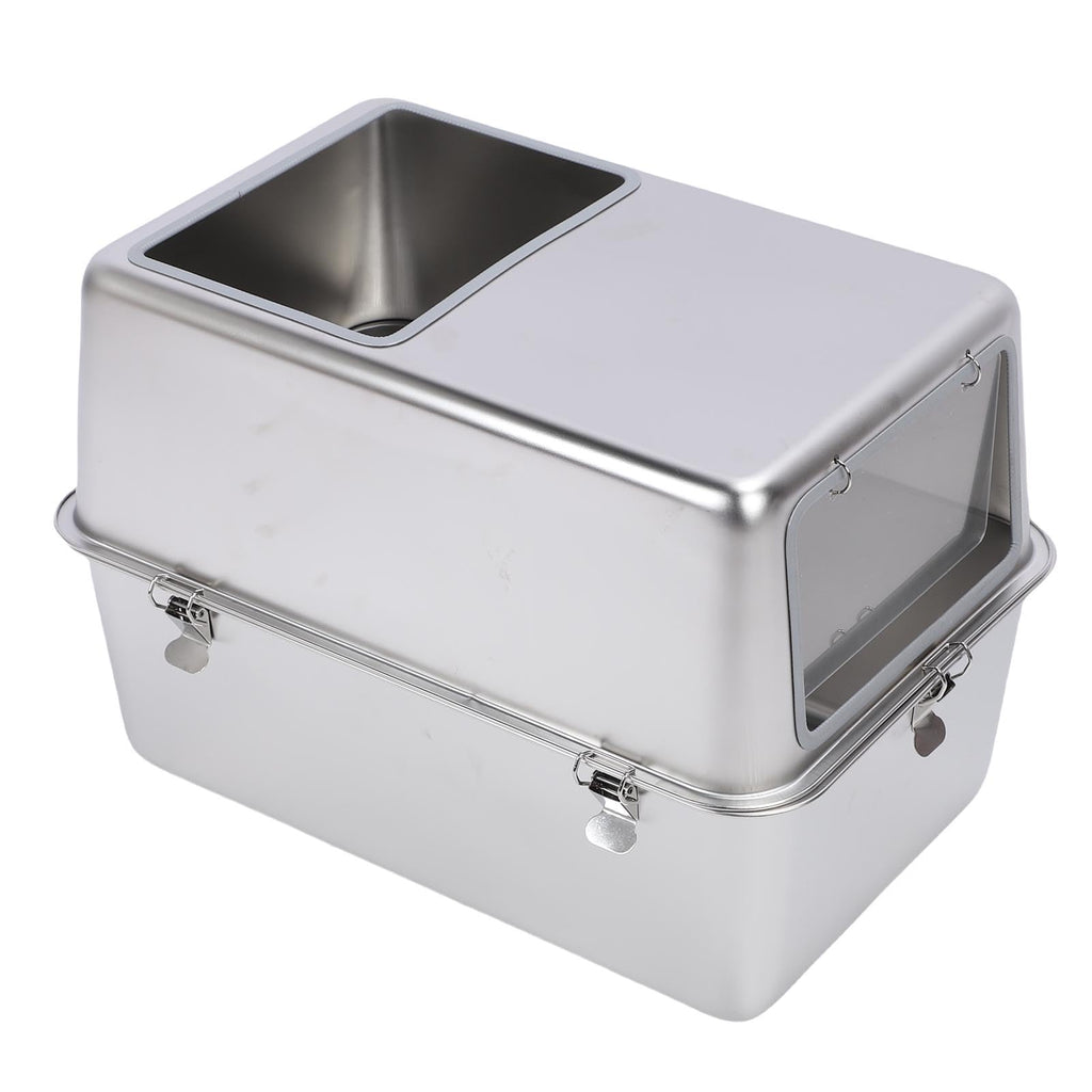 Enclosed Stainless Steel Top Entry Cat Litter Box with Scoop M72275