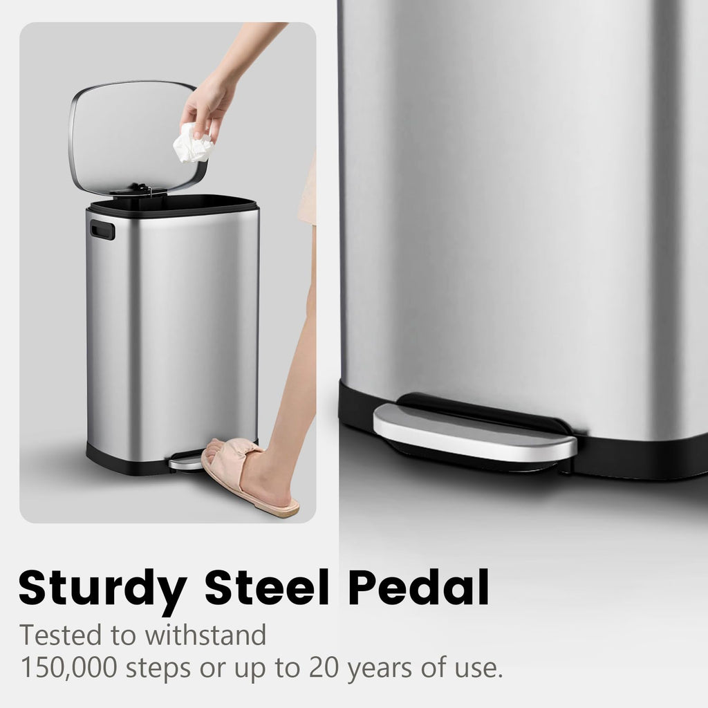 13.2 Gallon Stainless Steel Step Trash Can with Lid O253852
