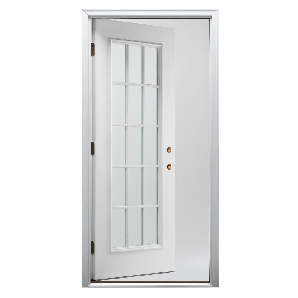 Fiberglass Smooth Primed Left Hand In-Swing Prehung Front Door 15 Lite Clear Glass 32" x 80" V38968