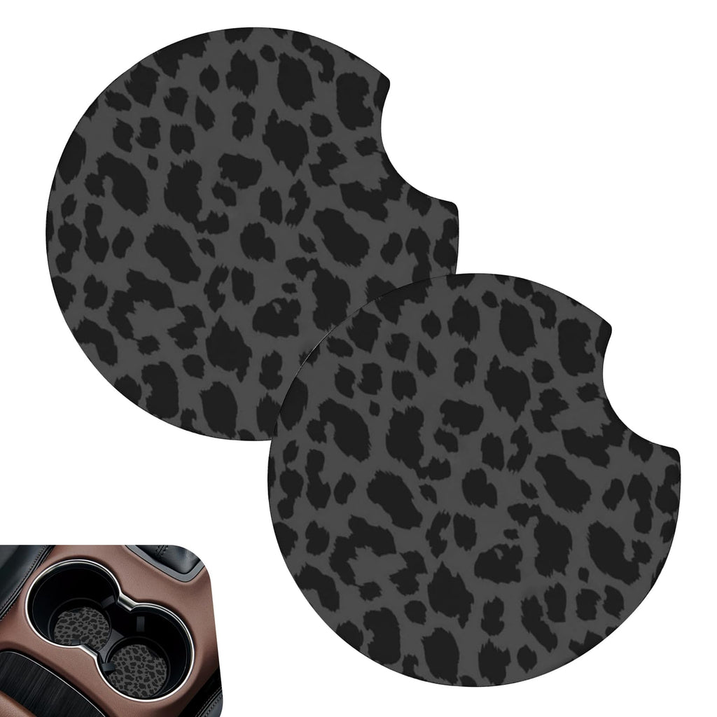 2 PCS Non-Slip Rubber Cheetah Print Car Cup Coasters P333