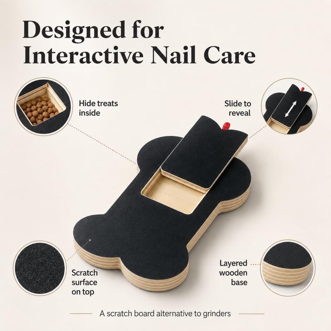 Wooden Dog Nail Scratch Board with Treat Dispenser G23863