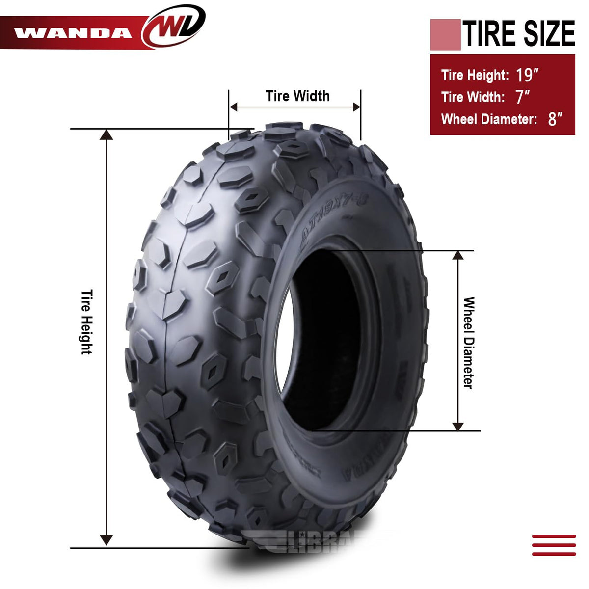 2 New Sport ATV Tires 19x7-8 4PR L6445
