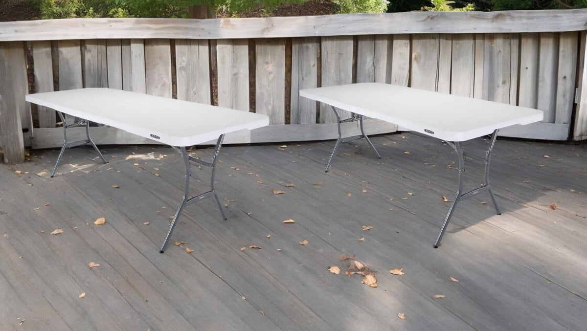 6-Foot Fold-in-Half Plastic Table, White Granite, 2 Pack L53267