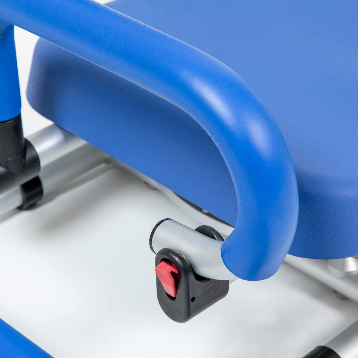 Blue Tub-Mounted Shower Chair with Padded Seat Back and Arms H3757