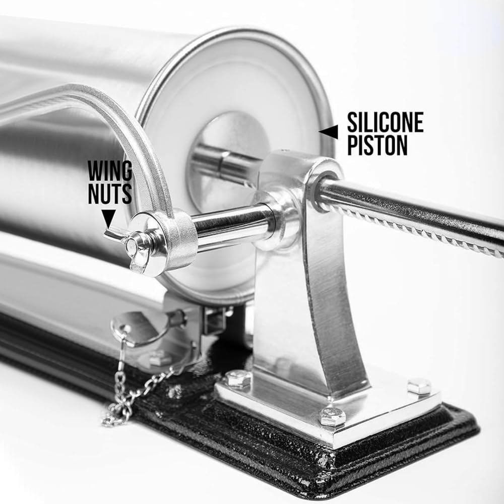 6 LBS Stainless Steel Sausage Stuffer with 4 Funnels K8336