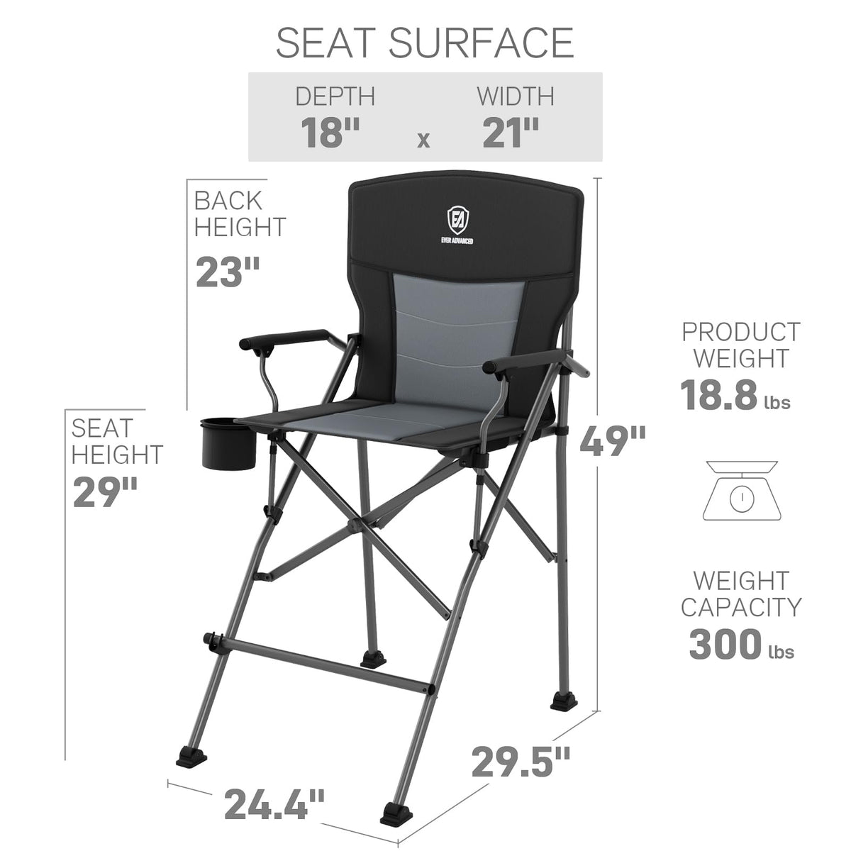 Foldable Camping Chair with Carry Bag Black A50998
