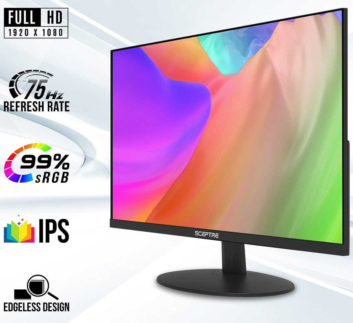 24-Inch IPS LED Computer Monitor 1080p 75Hz Black T1970