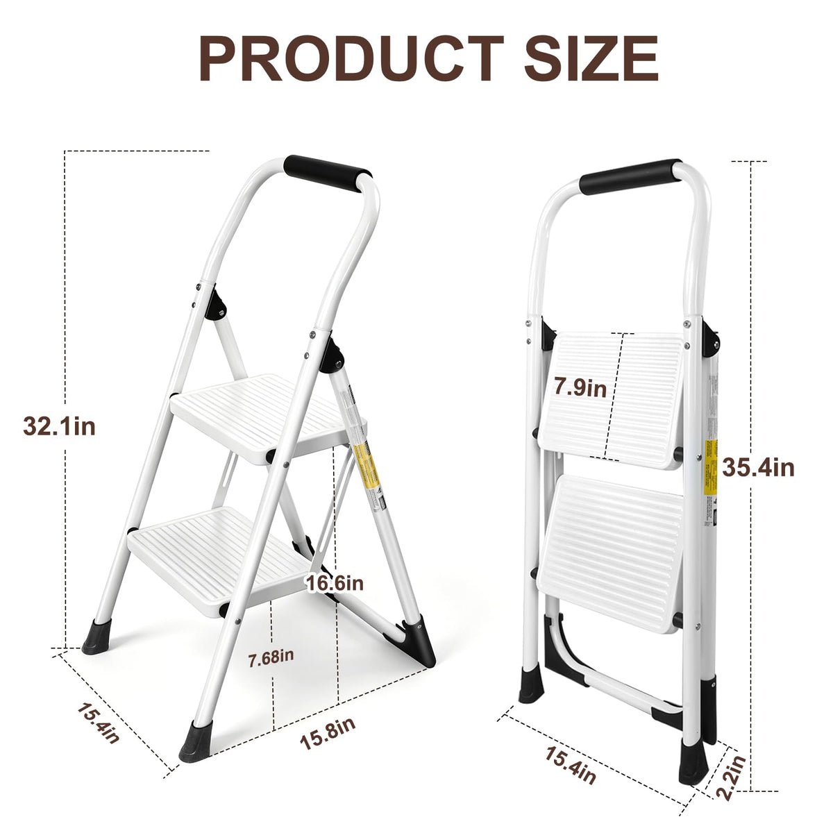 2 Step White Folding Ladder T599162