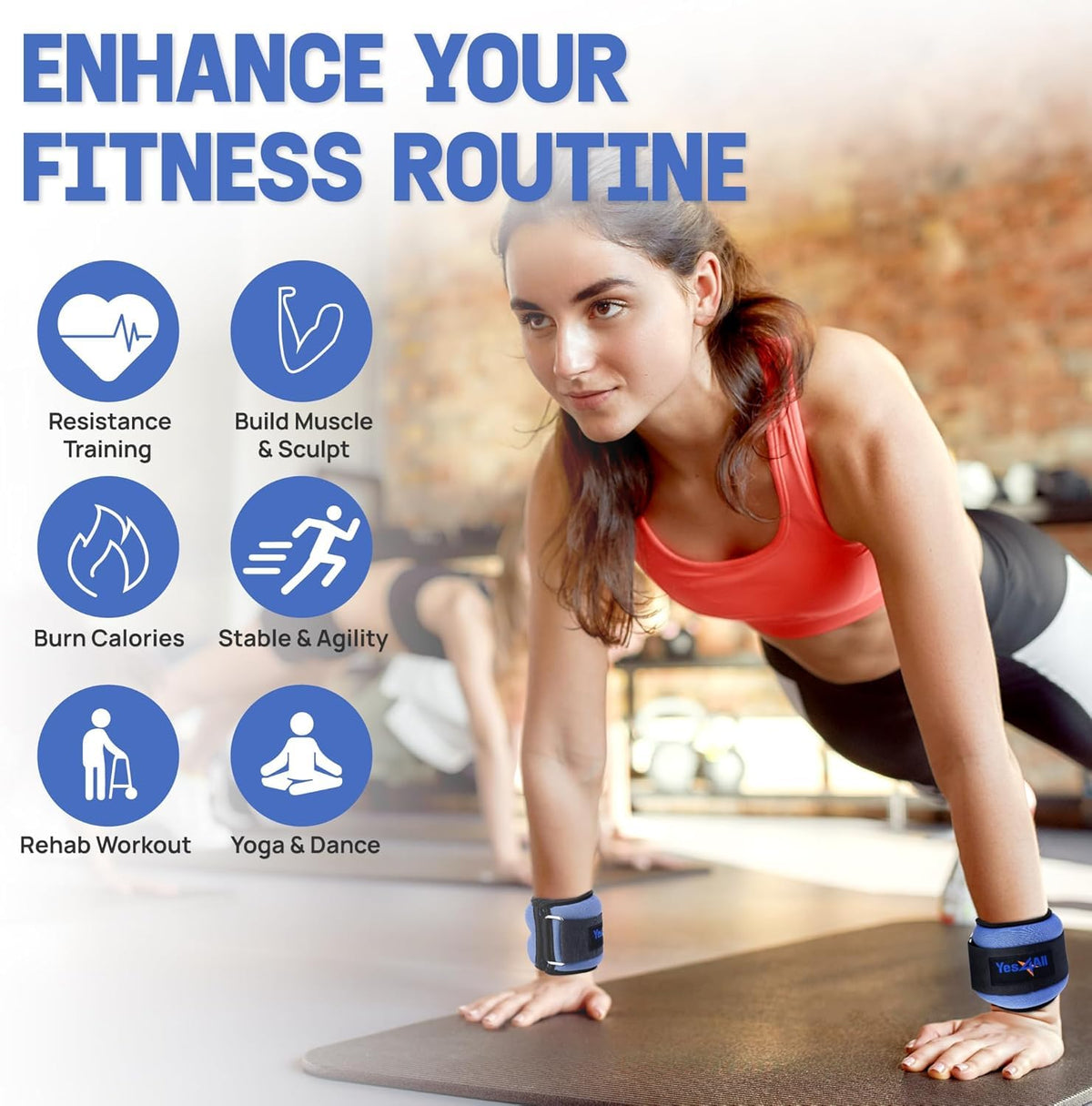 Adjustable Strap Wrist & Ankle Weights Pair M4729