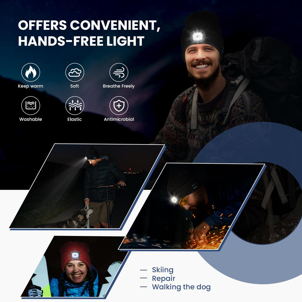 Bluetooth Beanie Hat with Light 2 Pack X128