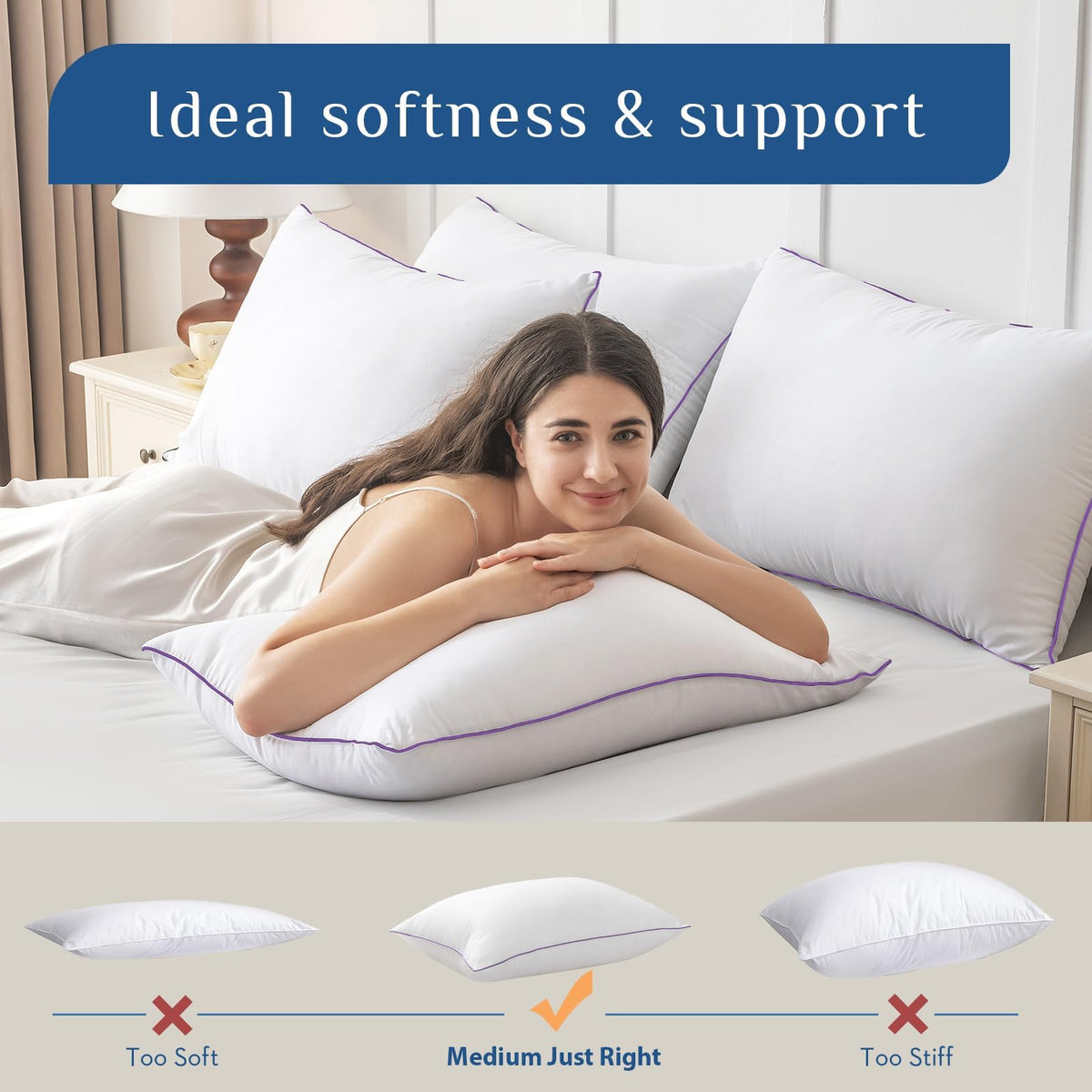 King Size Set of 2 Down Alternative Bed Pillows O9133