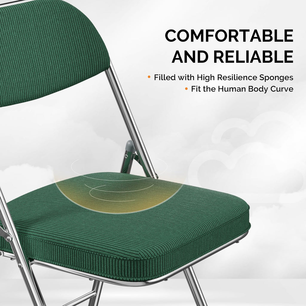 2 Pack Olive Green Folding Chairs with Padded Seat L42627
